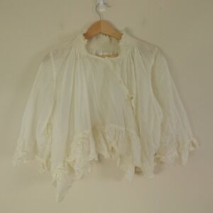 Magnola Pearl Top Love Patch Cream Cotton Silk Asymmetric Ruffle Hem